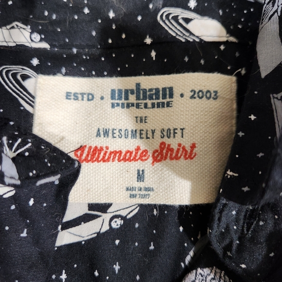 NWT Urban Pipeline Rockabilly Retro Space Cars Collard Button Up Short S… - Picture 9 of 11